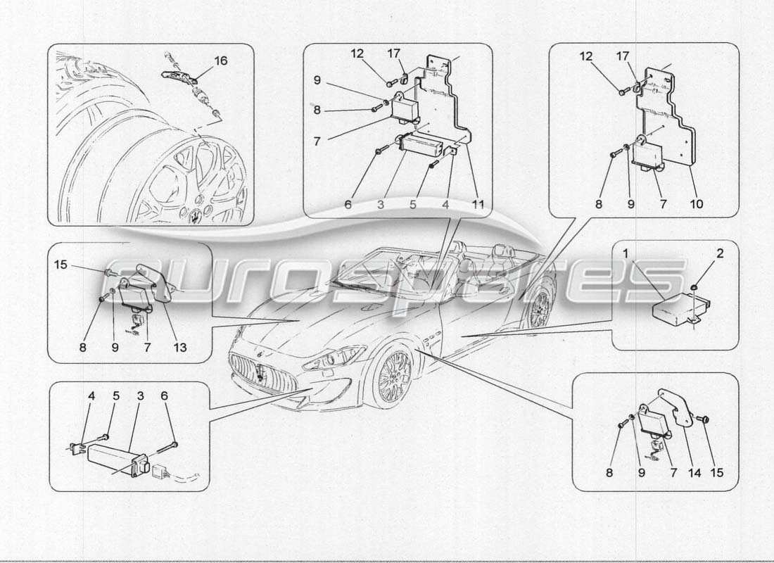 a part diagram from the maserati grancabrio parts catalogue