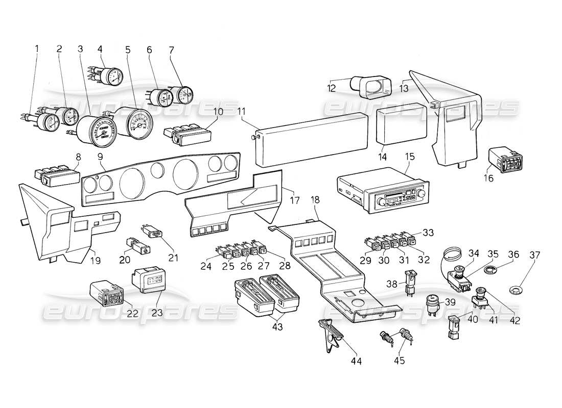 a part diagram from the lamborghini countach parts catalogue