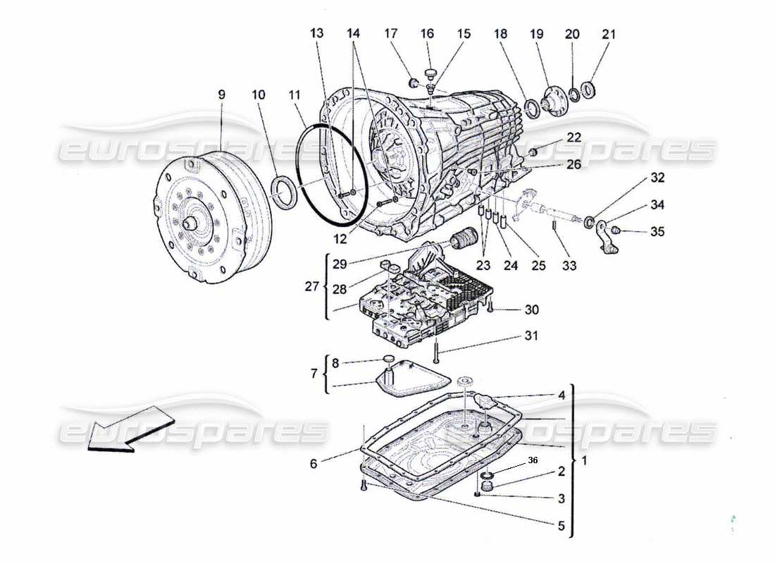 a part diagram from the maserati qtp. (2011) 4.2 auto parts catalogue