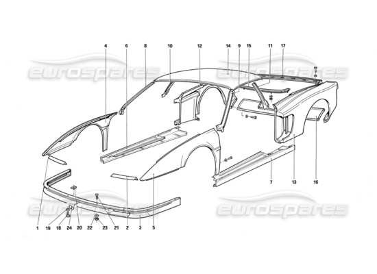 a part diagram from the ferrari testarossa (1987) parts catalogue