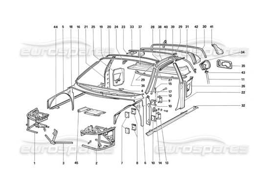 a part diagram from the ferrari testarossa parts catalogue