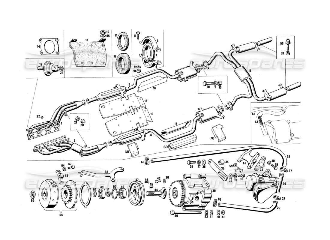 a part diagram from the maserati quattroporte (1967-1979) parts catalogue