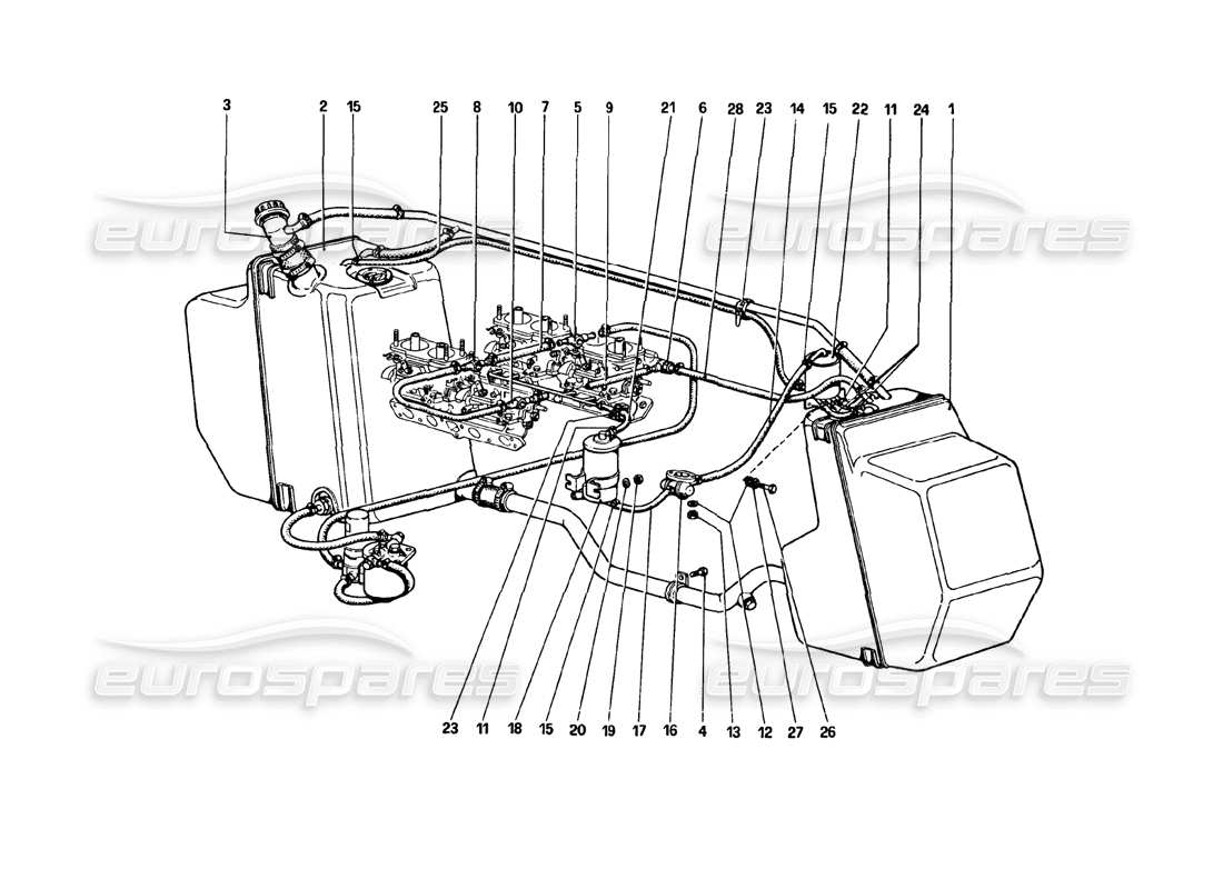 a part diagram from the ferrari 308 gtb (1980) parts catalogue