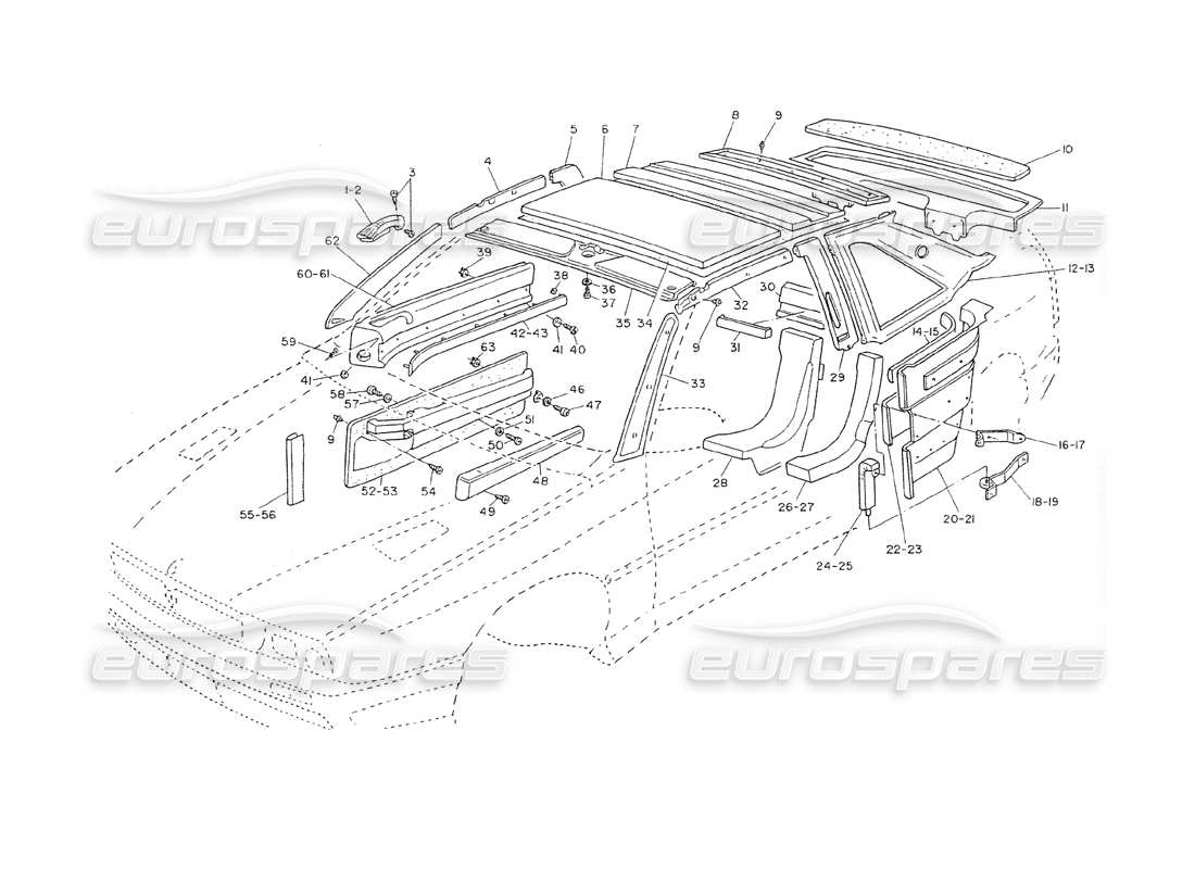 VIEW PARTS DIAGRAMS FROM THE MASERATI SHAMAL PARTS CATALOGUE a part diagram from the maserati shamal parts catalogue