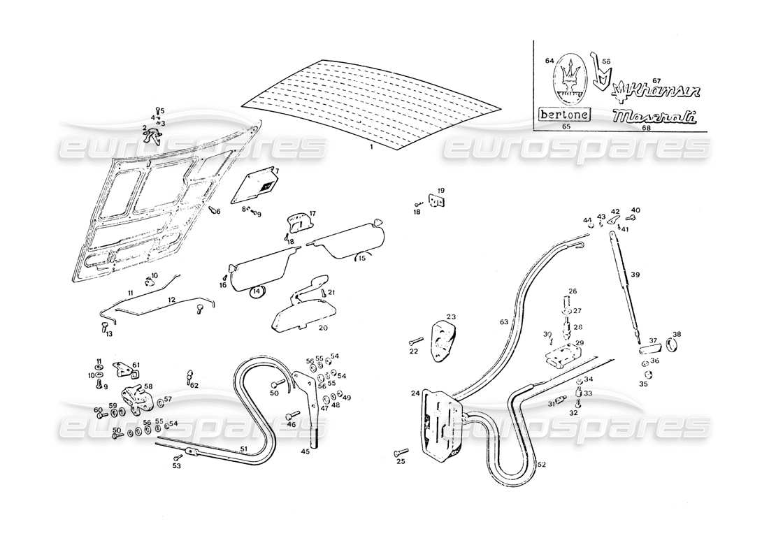 a part diagram from the maserati khamsin parts catalogue