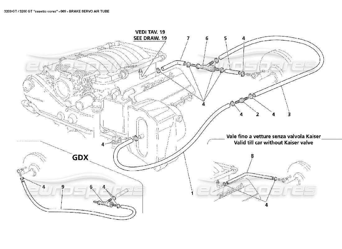 a part diagram from the maserati 3200 gt/gta/assetto corsa parts catalogue
