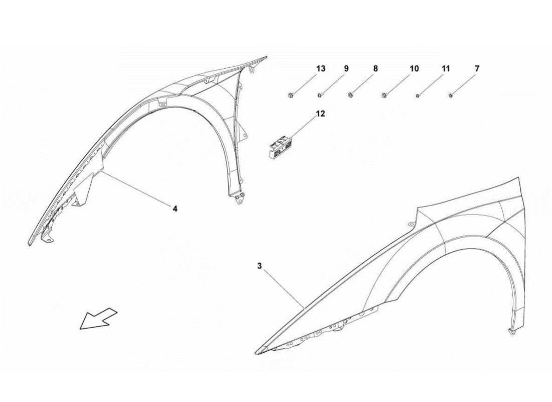 a part diagram from the Lamborghini Gallardo LP560-4s update parts catalogue