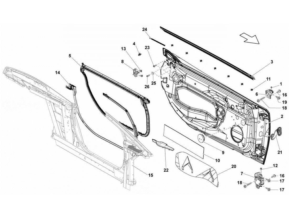 a part diagram from the Lamborghini Gallardo LP560-4s update parts catalogue