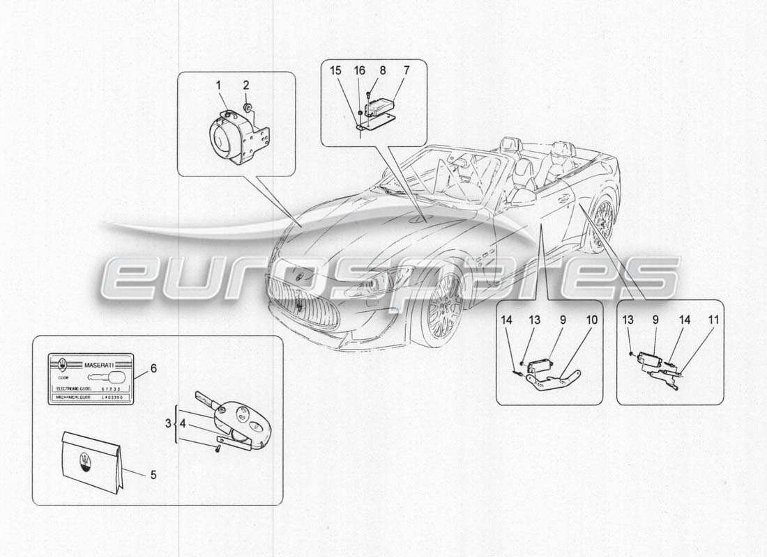 a part diagram from the maserati grancabrio parts catalogue
