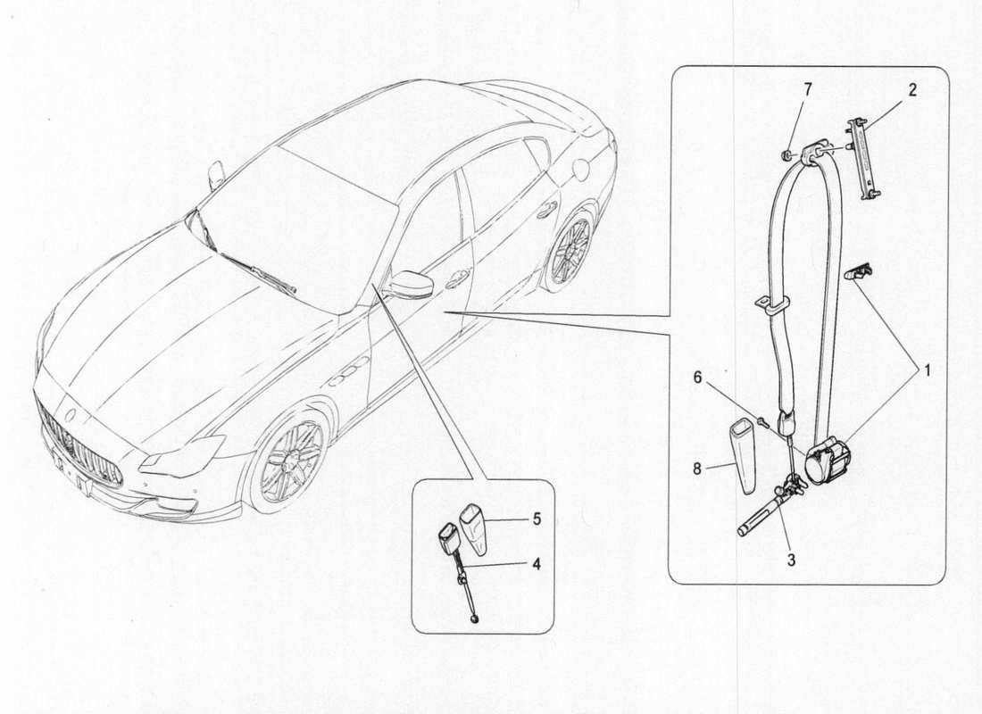 a part diagram from the maserati quattroporte m156 (2014 onwards) parts catalogue
