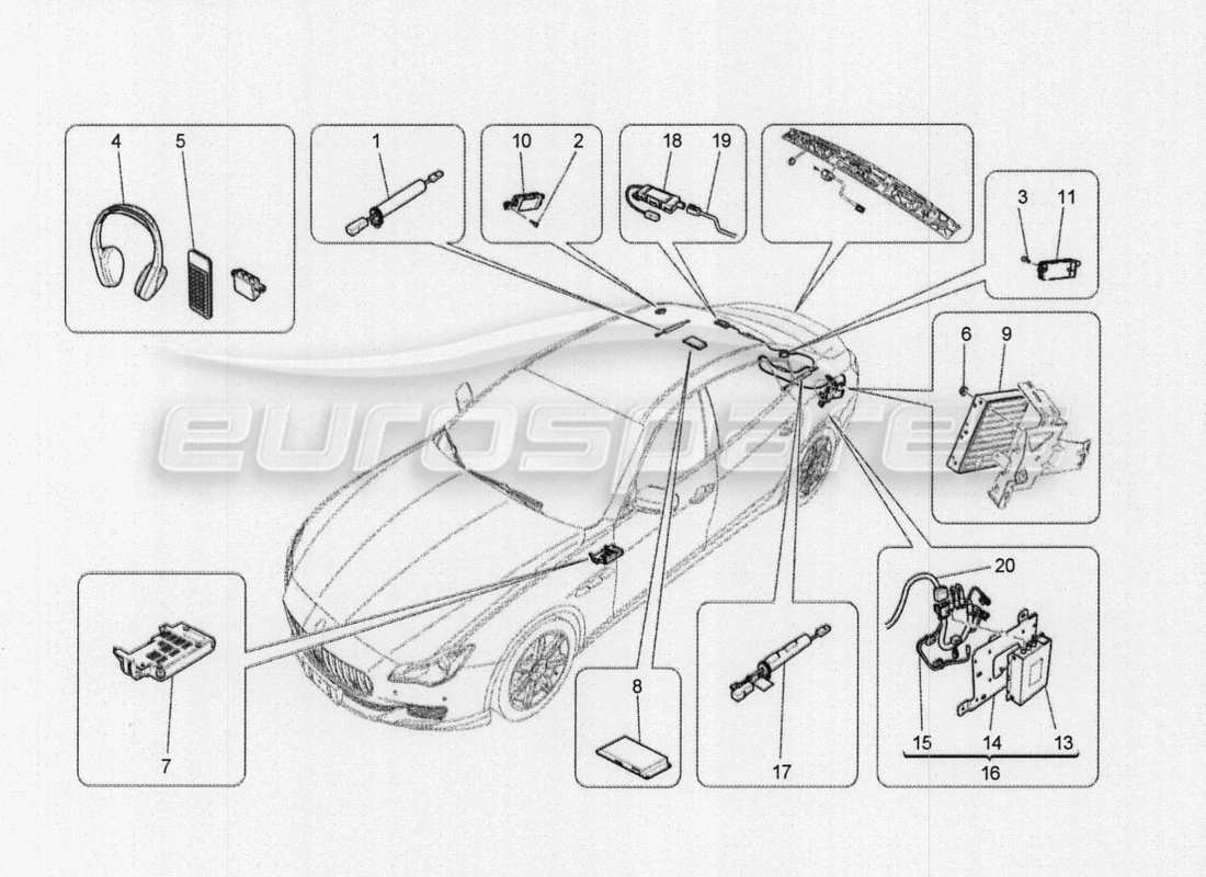 a part diagram from the maserati quattroporte m156 (2014 onwards) parts catalogue