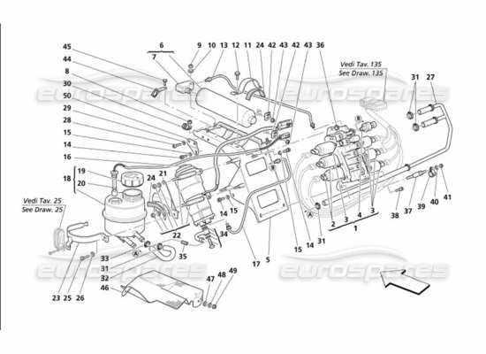 a part diagram from the maserati 4200 gransport (2005) parts catalogue