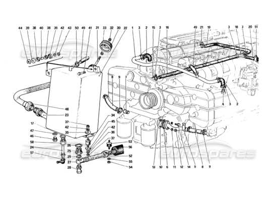 a part diagram from the ferrari 512 bbi parts catalogue