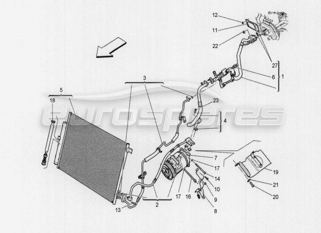 a part diagram from the maserati quattroporte m156 (2014 onwards) parts catalogue