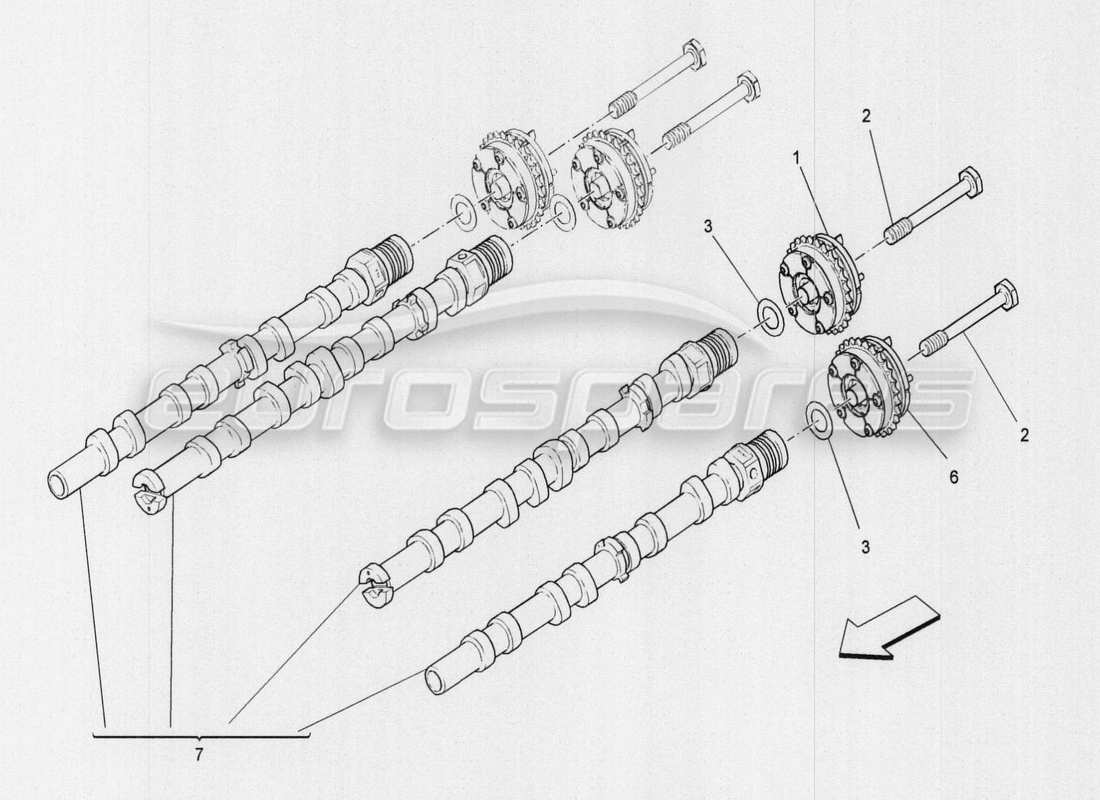 a part diagram from the maserati quattroporte m156 (2014 onwards) parts catalogue