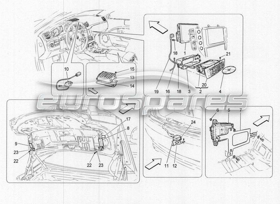 a part diagram from the maserati grancabrio parts catalogue