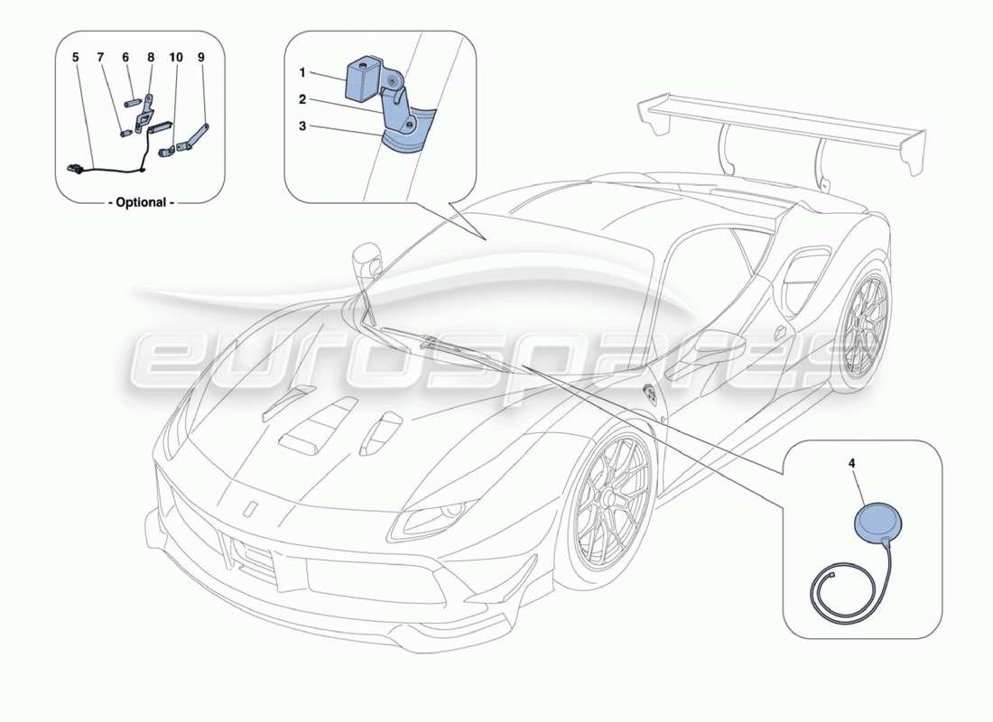 a part diagram from the Ferrari 488 Challenge parts catalogue