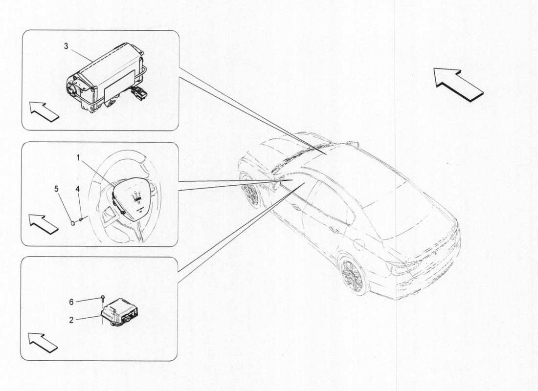 a part diagram from the maserati quattroporte m156 (2014 onwards) parts catalogue