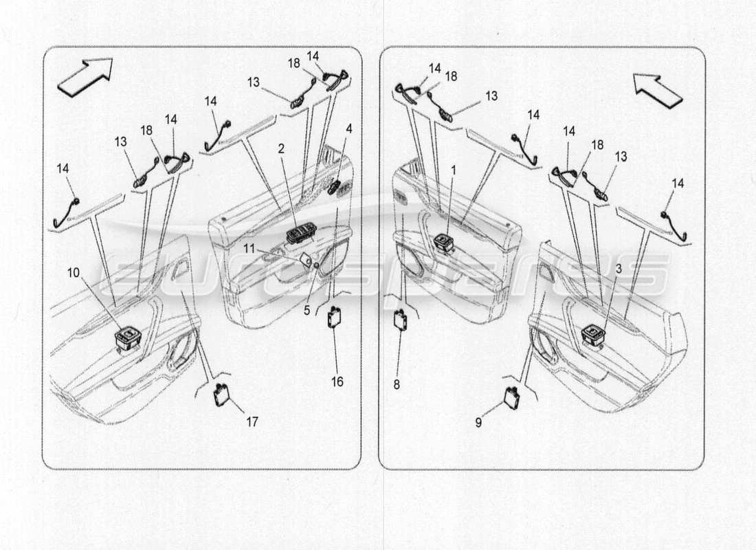 a part diagram from the maserati qtp. v8 3.8 530bhp 2014 auto parts catalogue