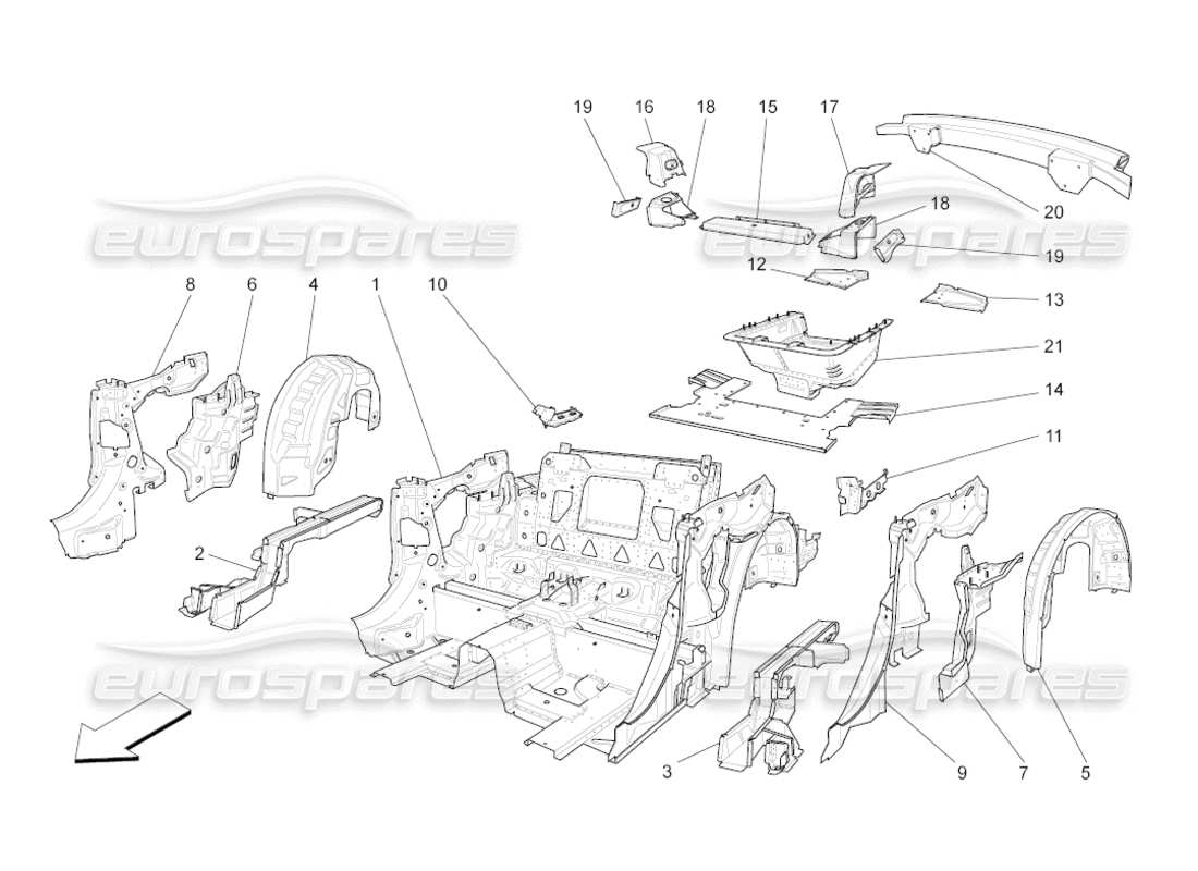 a part diagram from the maserati grancabrio (2011) 4.7 parts catalogue