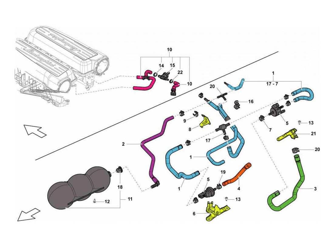 a part diagram from the Lamborghini Gallardo LP570-4s Perform parts catalogue