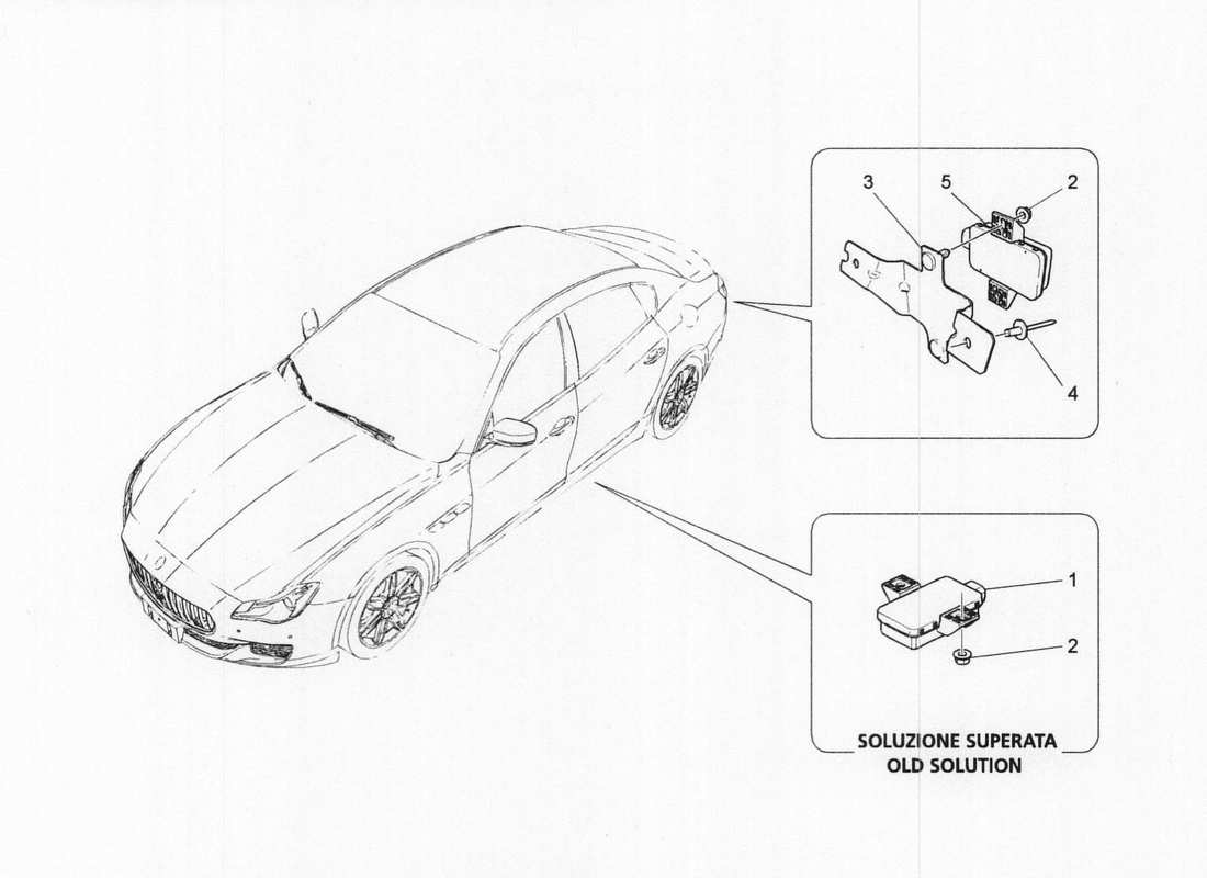 a part diagram from the maserati quattroporte m156 (2014 onwards) parts catalogue