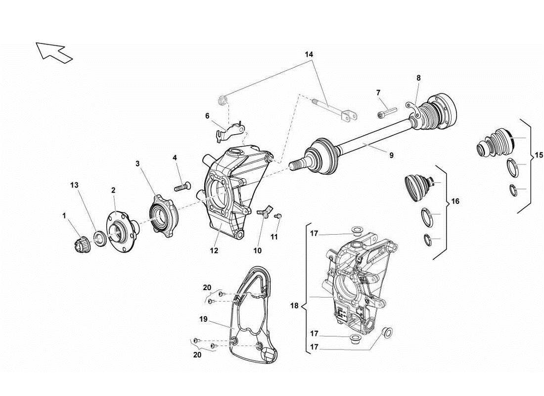 a part diagram from the Lamborghini Gallardo LP560-4s update parts catalogue