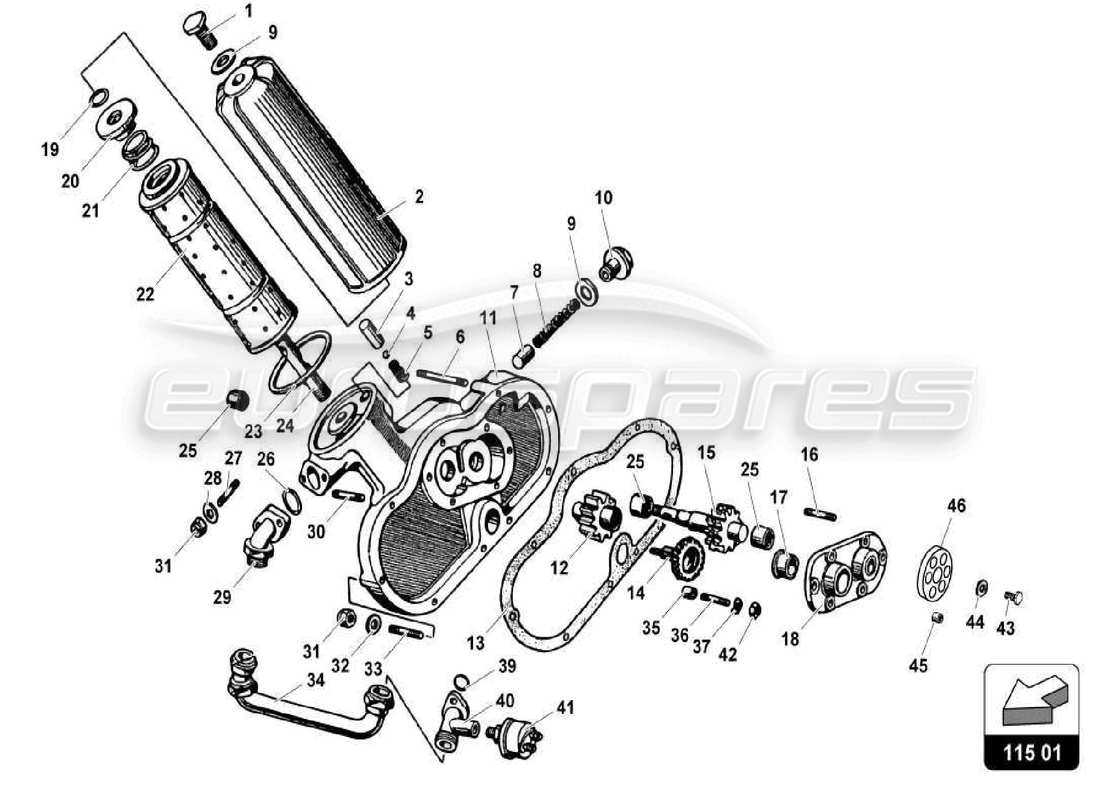 a part diagram from the lamborghini miura p400s parts catalogue