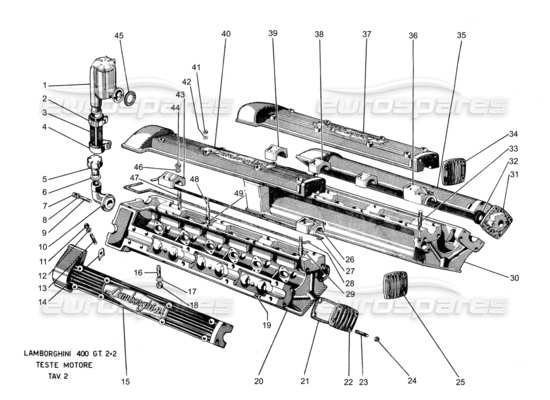a part diagram from the lamborghini 400 gt parts catalogue