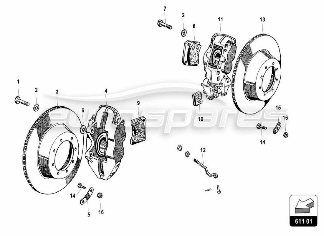 VIEW PARTS DIAGRAMS FROM THE LAMBORGHINI MIURA PARTS CATALOGUE a part diagram from the lamborghini miura parts catalogue