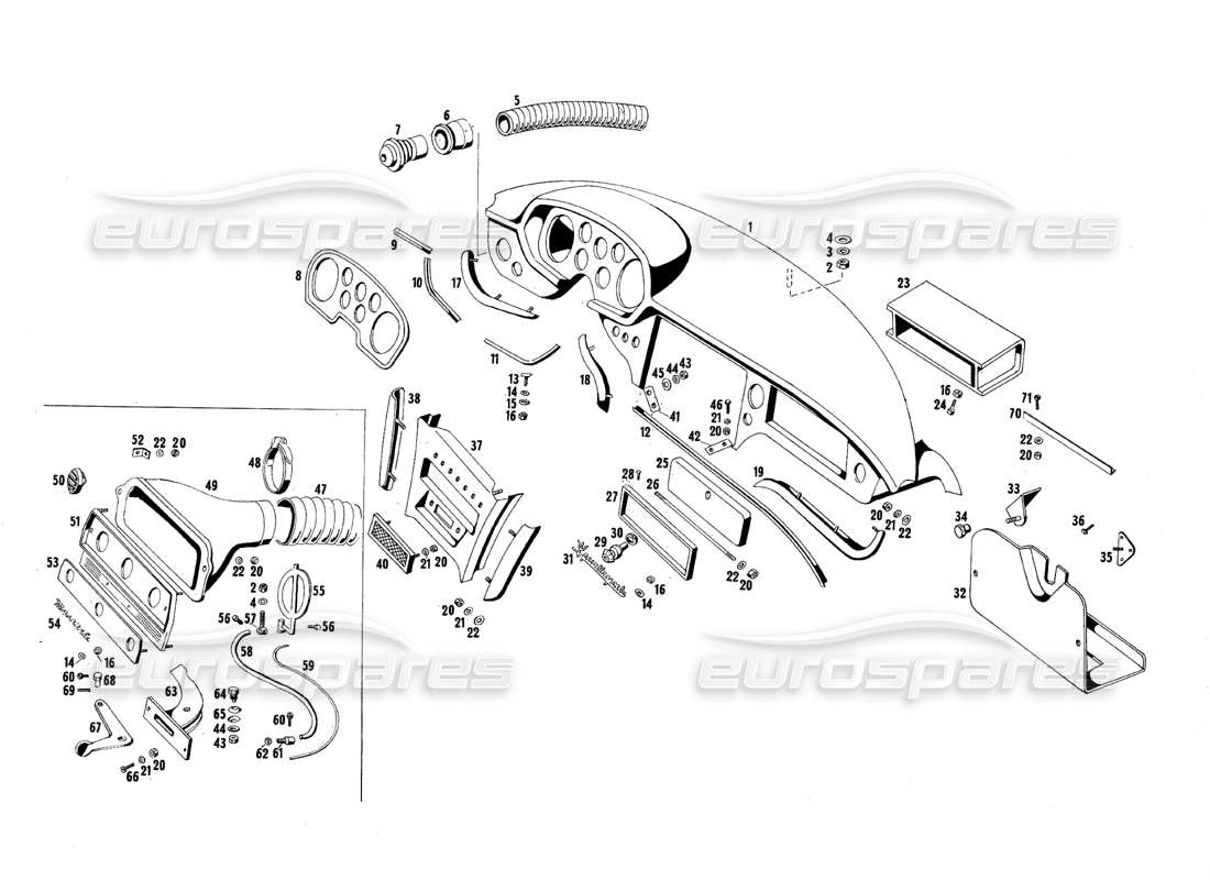 a part diagram from the maserati quattroporte (1967-1979) parts catalogue