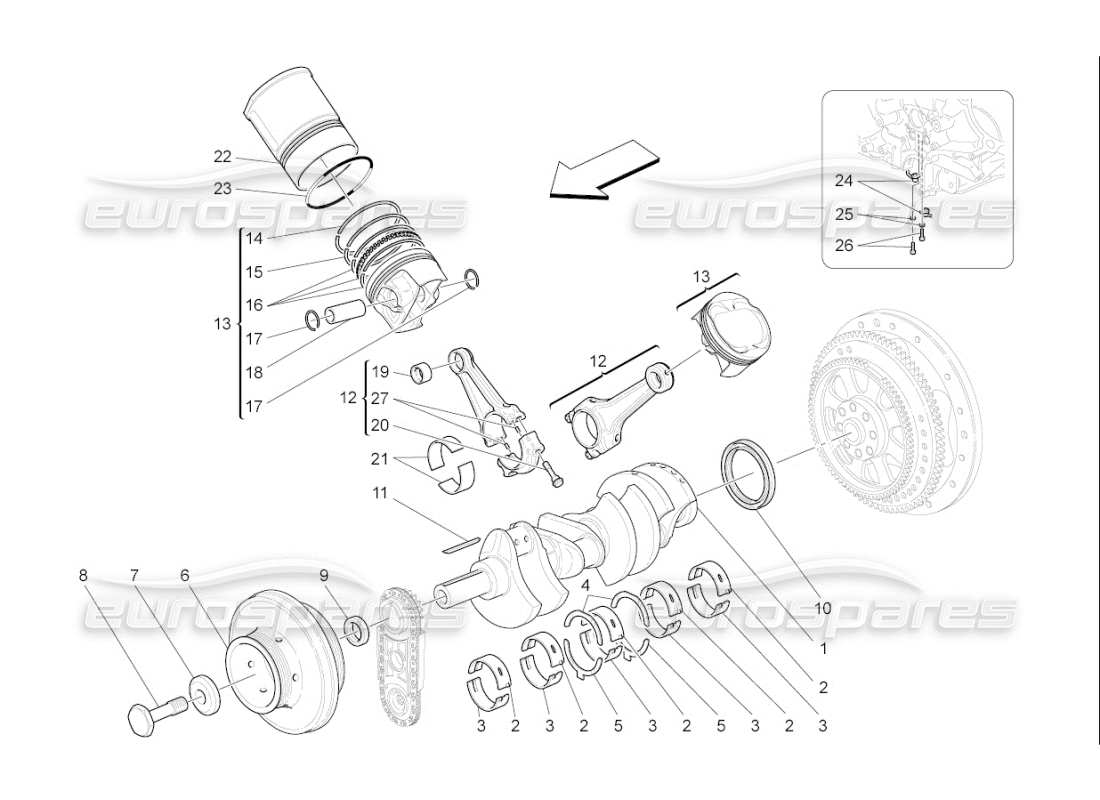 a part diagram from the maserati qtp. (2008) 4.2 auto parts catalogue