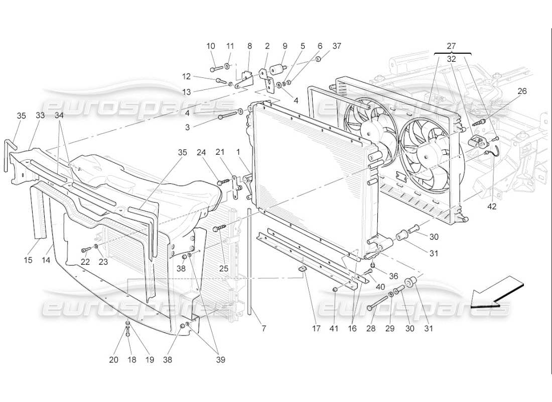 a part diagram from the maserati qtp. (2008) 4.2 auto parts catalogue