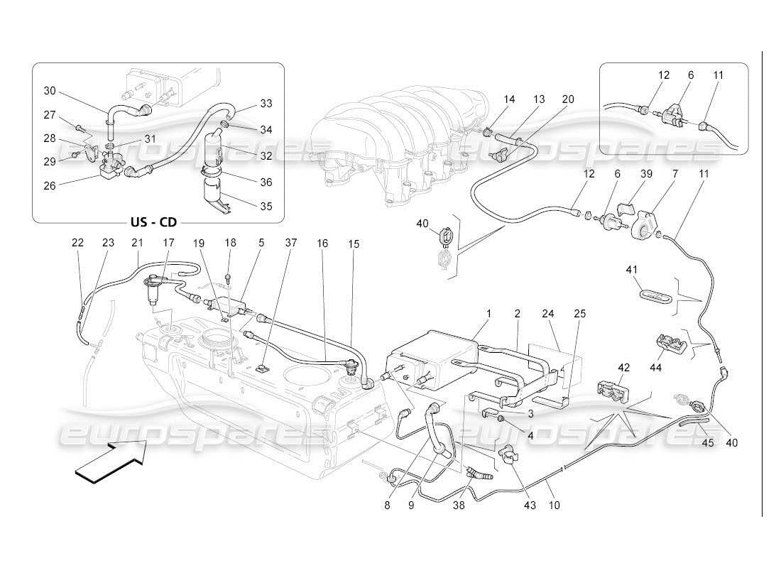 a part diagram from the maserati qtp. (2007) 4.2 auto parts catalogue
