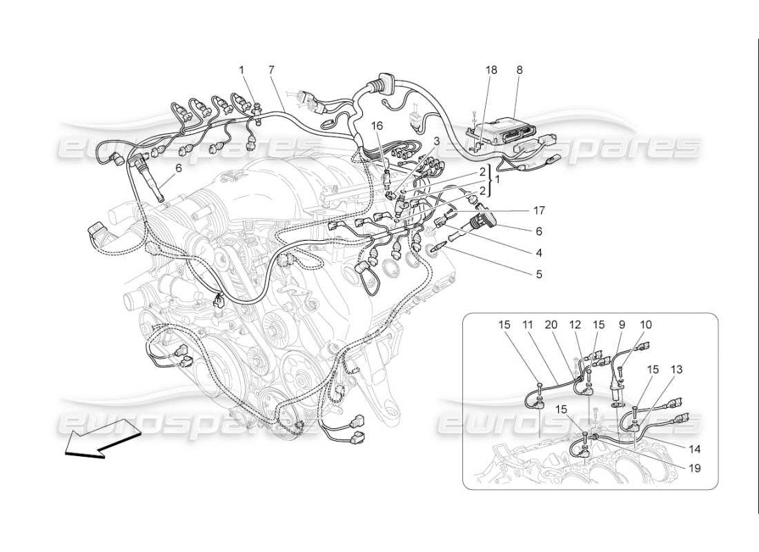 a part diagram from the maserati qtp. (2008) 4.2 auto parts catalogue