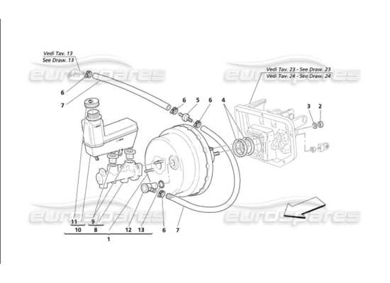 a part diagram from the maserati 4200 gransport (2005) parts catalogue