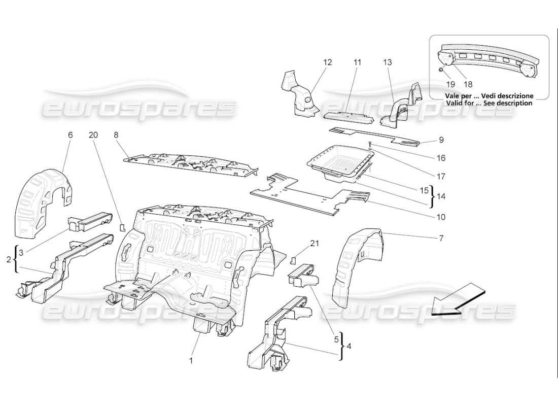 a part diagram from the maserati quattroporte m139 (2005-2013) parts catalogue