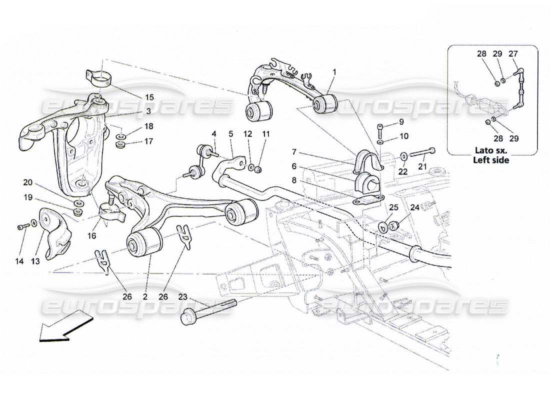 a part diagram from the maserati quattroporte m139 (2005-2013) parts catalogue