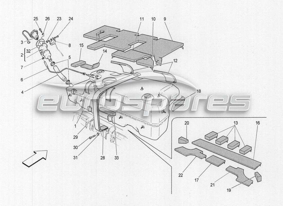 a part diagram from the maserati grancabrio parts catalogue