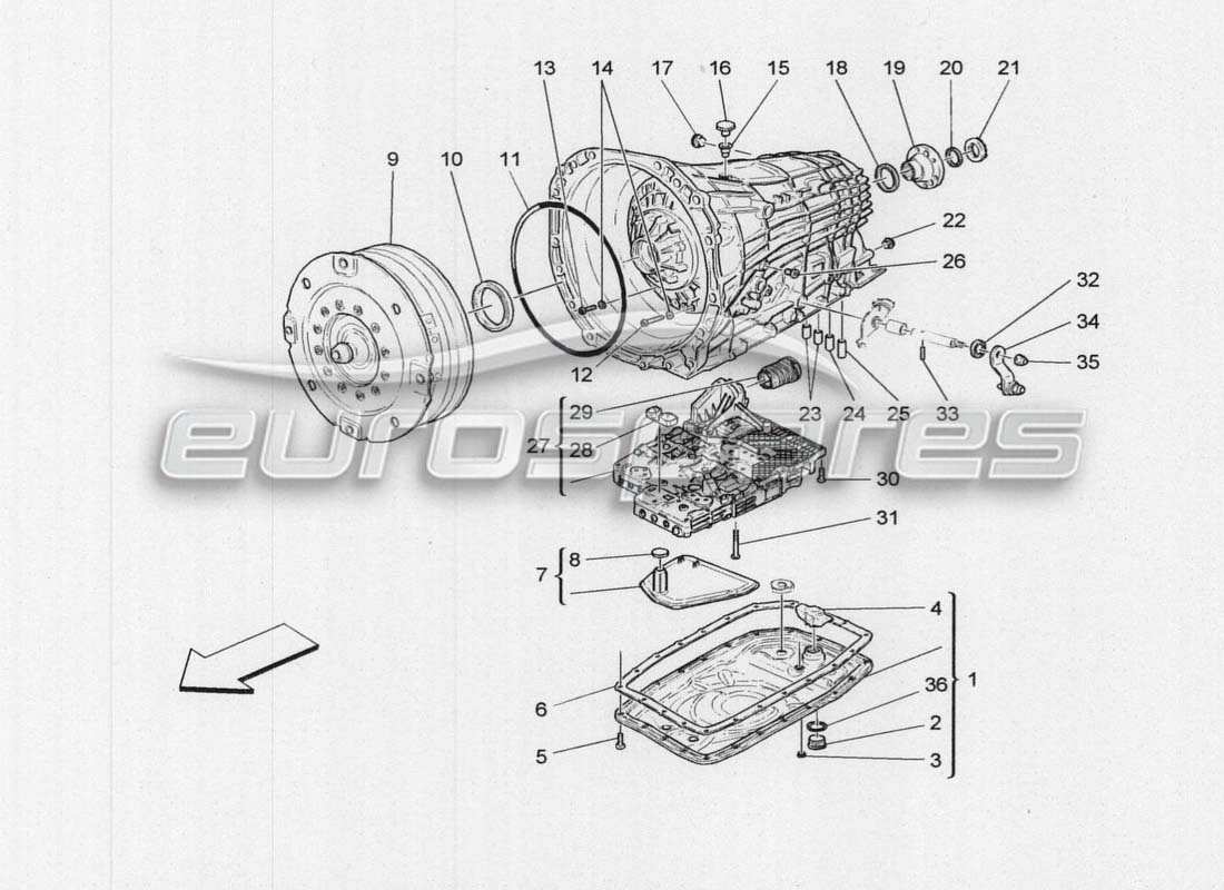a part diagram from the maserati grancabrio parts catalogue