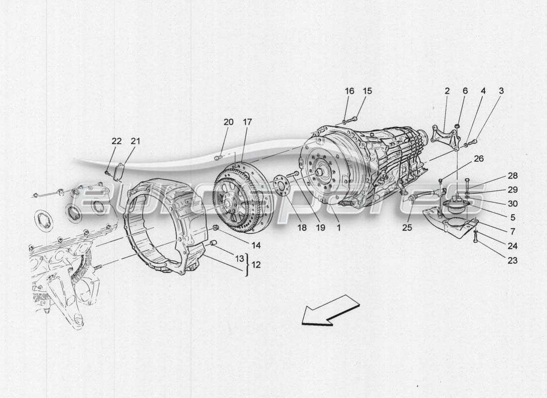 a part diagram from the maserati grancabrio parts catalogue
