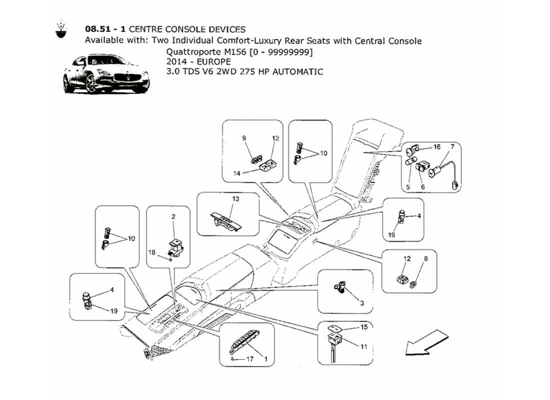 a part diagram from the maserati qtp. v6 3.0 tds 275bhp 2014 parts catalogue