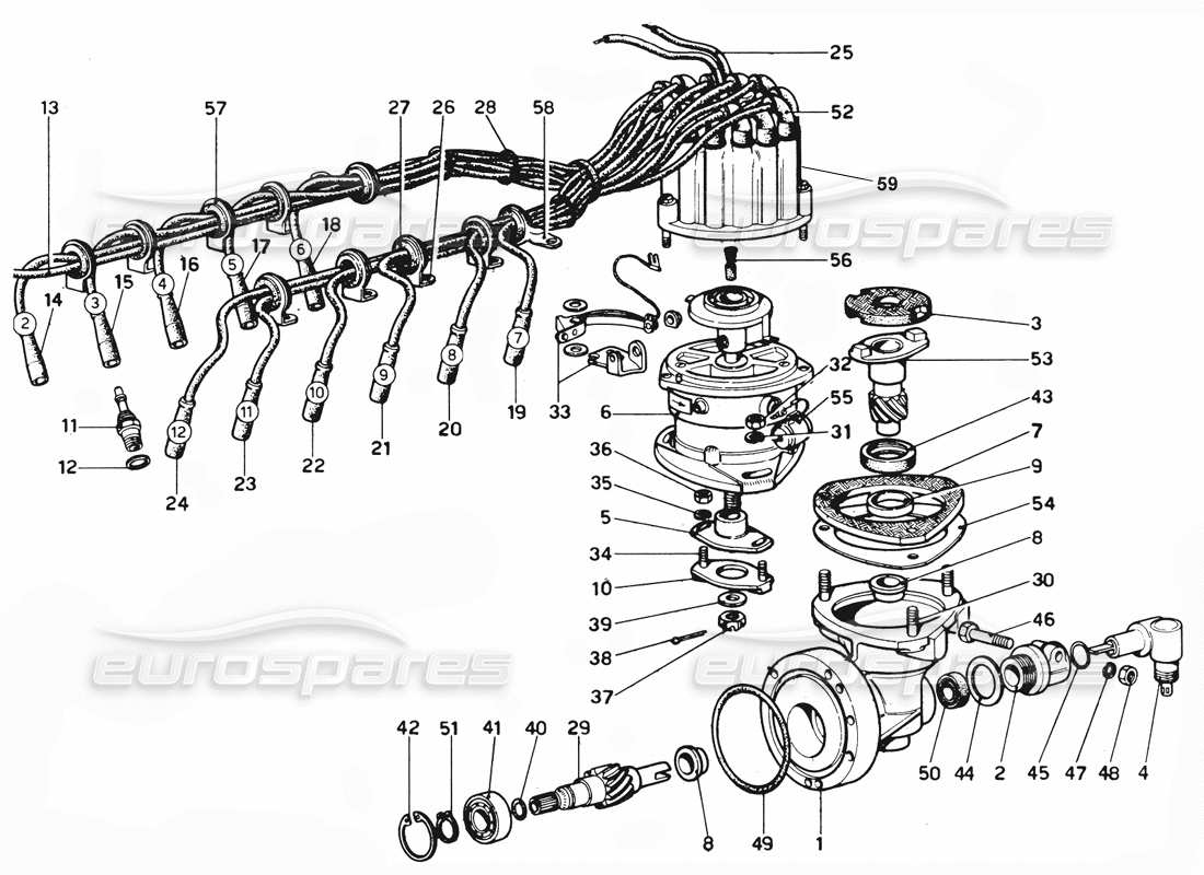 a part diagram from the ferrari 330 and 365 parts catalogue