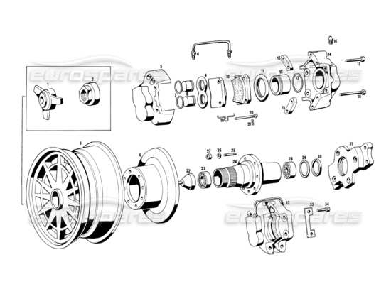 a part diagram from the maserati ghibli (1967-1973) parts catalogue