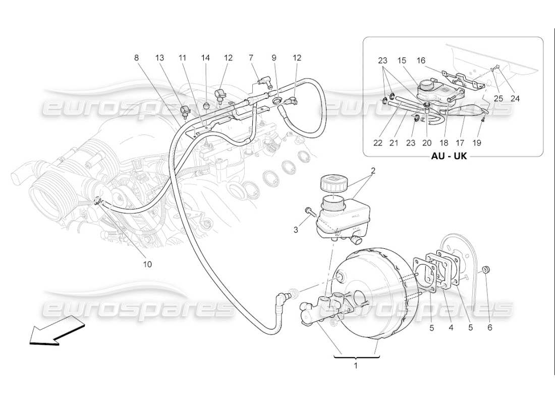 a part diagram from the maserati qtp. (2009) 4.2 auto parts catalogue
