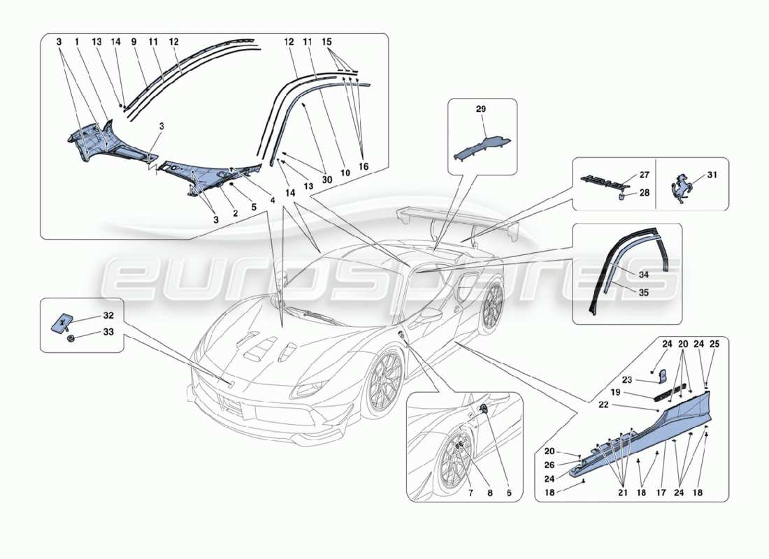 a part diagram from the ferrari 488 parts catalogue