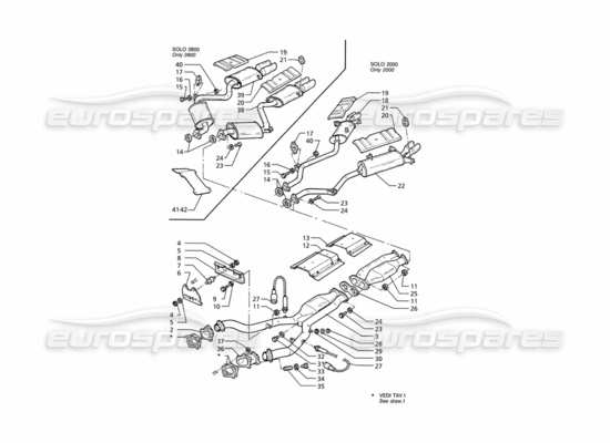 a part diagram from the maserati ghibli (1993-1995) parts catalogue