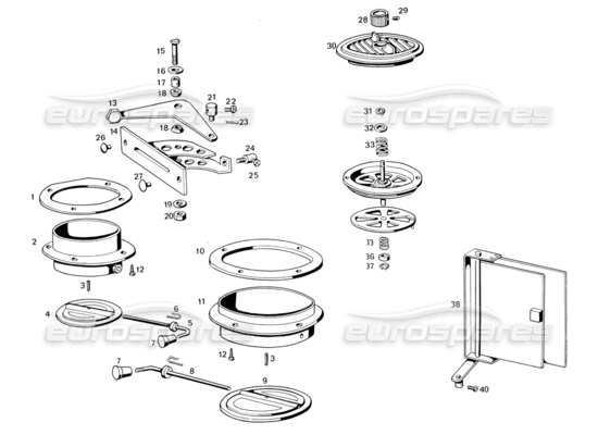 a part diagram from the maserati ghibli (1967-1973) parts catalogue