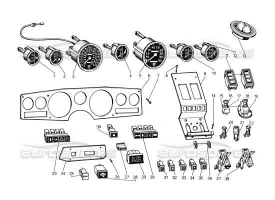 a part diagram from the lamborghini countach parts catalogue