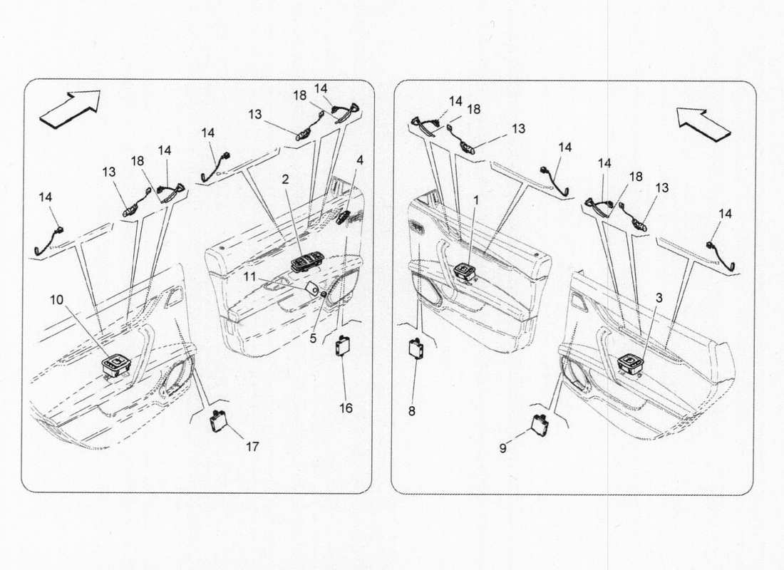 a part diagram from the maserati quattroporte m156 (2014 onwards) parts catalogue
